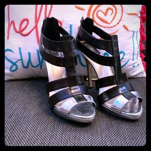 Black and silver-tone Christian Dior sandals